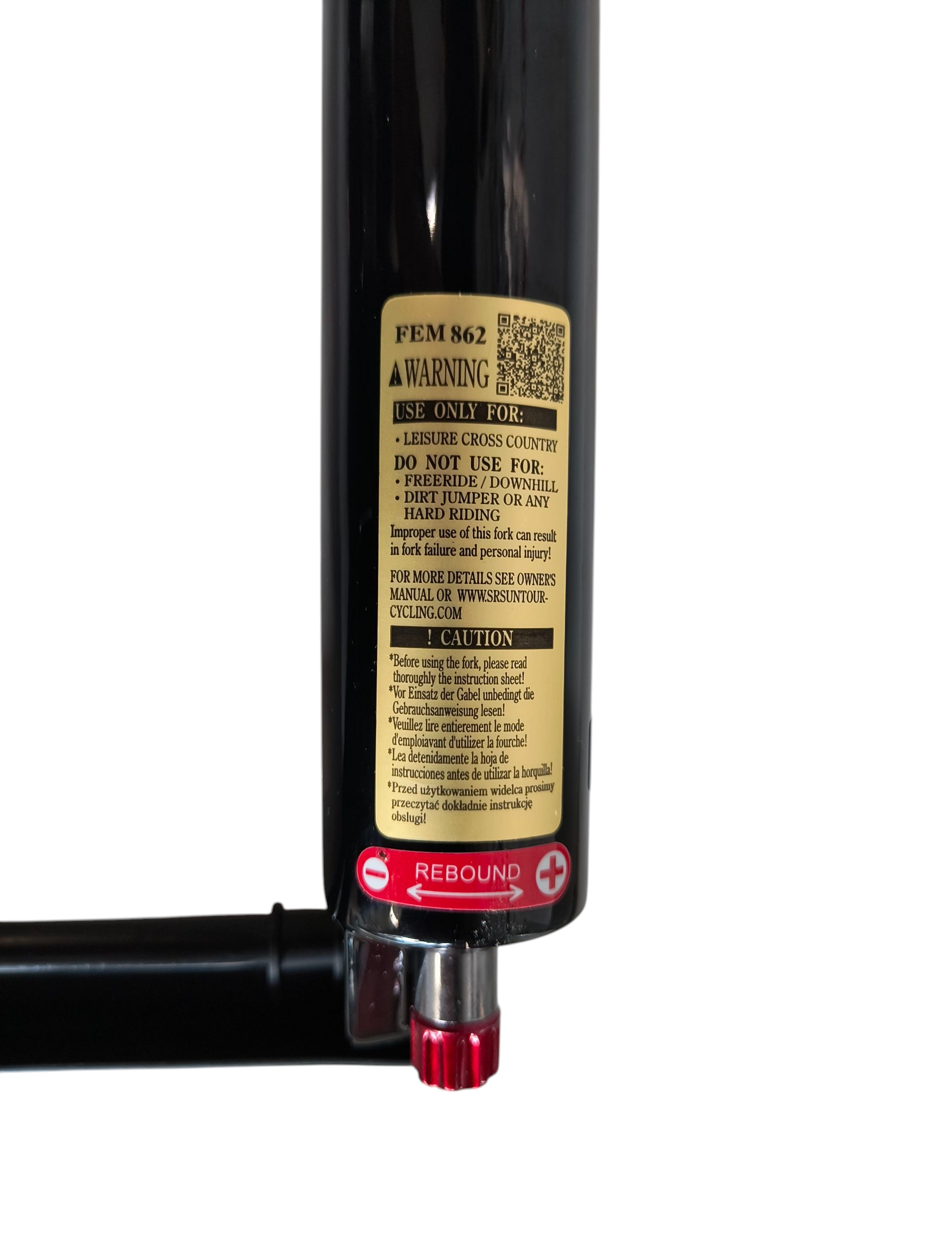 WIDELEC 26″ AMORT.SUN. XCR-RLR Skok 1000mm. Oś 9mm. Blok na kierownicy AHEAD/SP