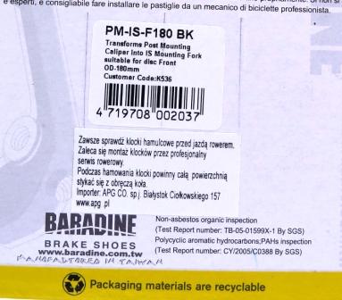 ADAPTER BARADINE NA PRZEDNI WIDELEC PM-IS-F180