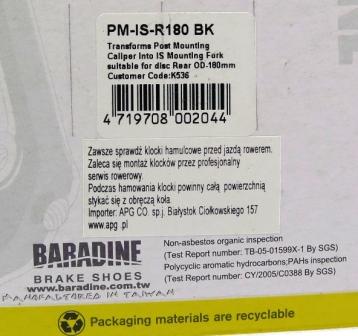 ADAPTER BARADINE NA TYLNY WIDELEC PM-IS-R180
