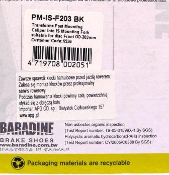ADAPTER BARDINE NA PRZEDNI WIDELEC PM-IS-F203