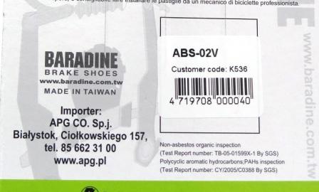 KLOCKI HAMULCOWE BARADINE ABS-02V