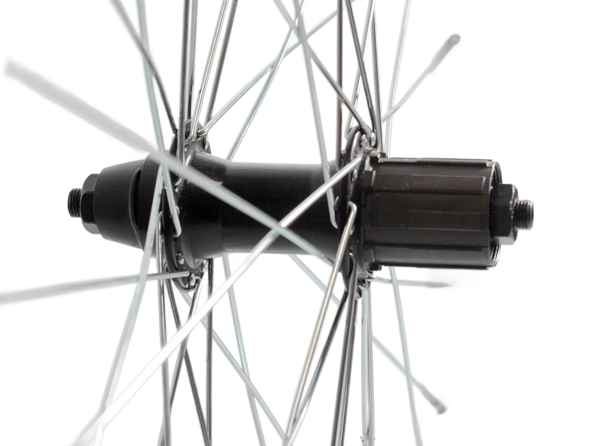KOŁO TYLNE BIKELAND – OBRĘCZ STOŻEK 30mm, PIASTA KASETA 8/9 RZĘDOWA – srebrny, 28″