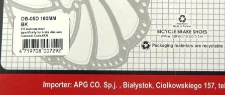 TARCZA HAMULCOWA BARADINE DB-05 – czarny, 160 mm