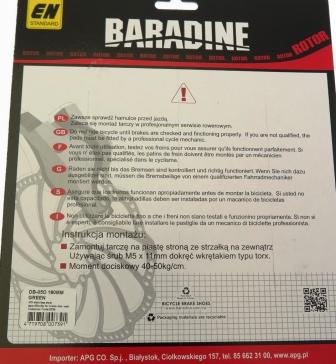 TARCZA HAMULCOWA BARADINE DB-05 – zielony, 180 mm