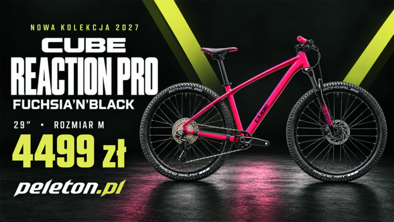 CUBE Reaction Pro 2027 w kolorze fuksji z czarnymi detalami, rozmiar M, koła 29", cena 4499 zł.