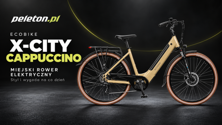Ecobike X-City Cappuccino 2027 - beżowy miejski rower elektryczny z niską ramą